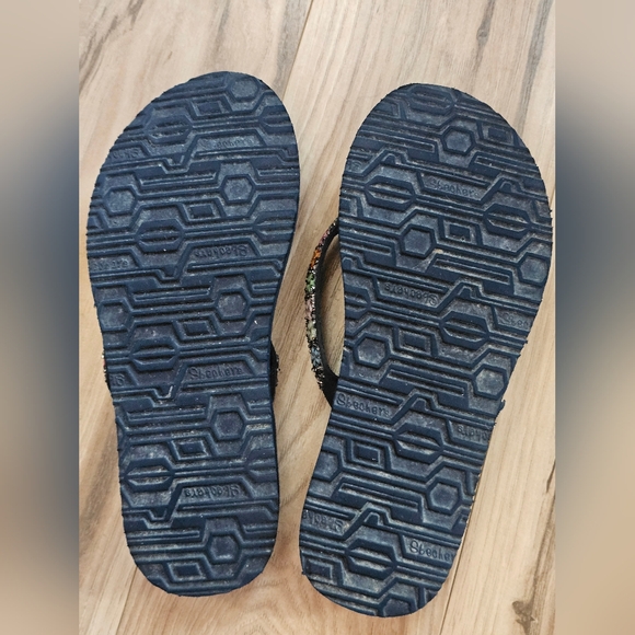 Skechers Black Floral Flip Flops Womens Size 9 - Picture 8 of 8